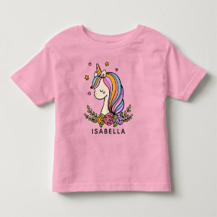 T-shirt Pour Les Tous Petits Unicorn mignon Whimsical Girl Nom personnalisé