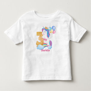 T-shirt Pour Les Tous Petits Unicorn Rainbow 3eme anniversaire