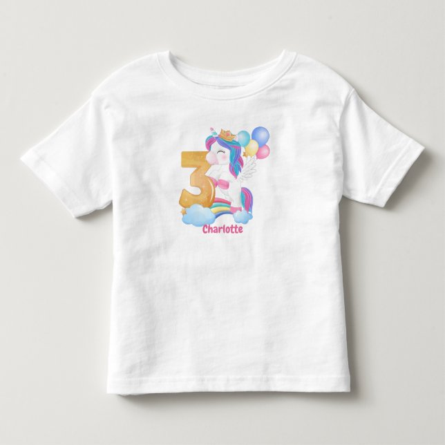 T-shirt Pour Les Tous Petits Unicorn Rainbow 3eme anniversaire (Devant)