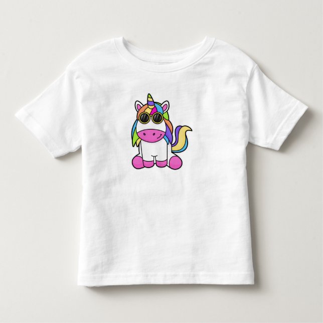 T-shirt Pour Les Tous Petits Unicorne avec lunettes de soleil (Devant)