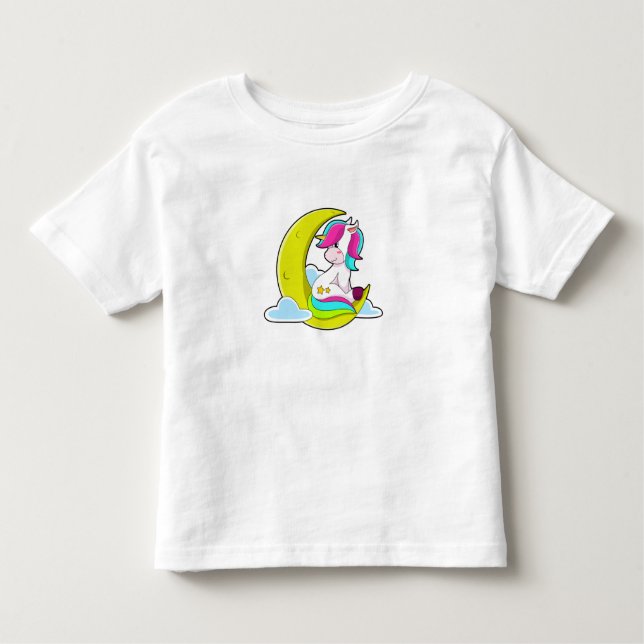 T-shirt Pour Les Tous Petits Unicorne avec nuages et lune (Devant)