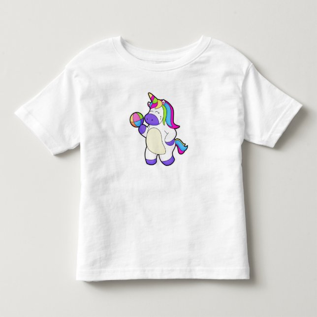 T-shirt Pour Les Tous Petits Unicorne avec volleyball (Devant)