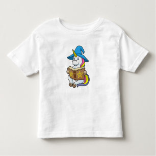 T-shirt Pour Les Tous Petits Unicorne en tant qu'assistant avec livre et Casque