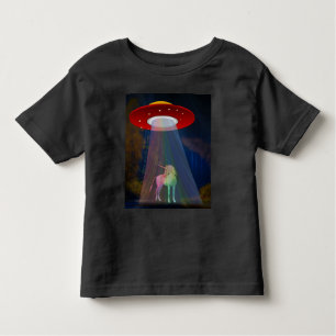 T-shirt Pour Les Tous Petits Unicorne sous poutre arc-en-ciel OVNI à la nuit, Z