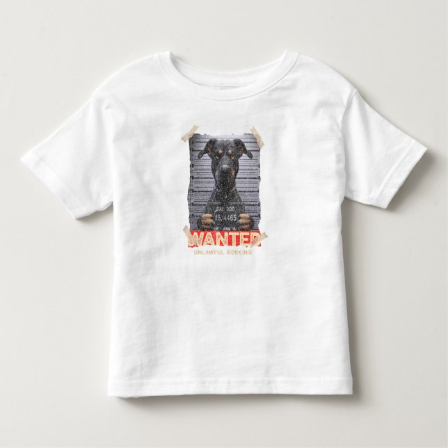 T-shirt Pour Les Tous Petits Unlawful Barking: The Doberman's Stern Warning (Devant)