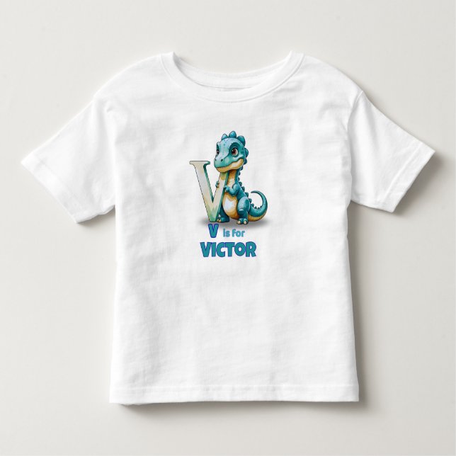 T-shirt Pour Les Tous Petits V is for Velociraptor –  (Devant)