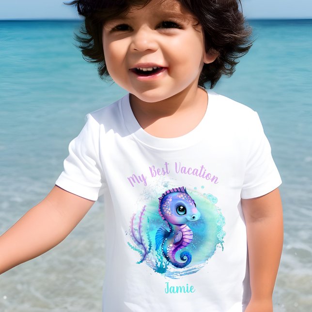 T-shirt Pour Les Tous Petits Vacances d'été à cheval de mer mignonne Personnali (Créateur téléchargé)