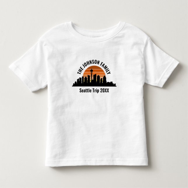 T-shirt Pour Les Tous Petits Vacances personnalisées Seattle Skyline Sunset (Devant)