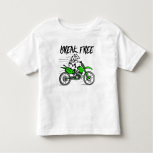 T-shirt Pour Les Tous Petits Vache à vélo à moto verte