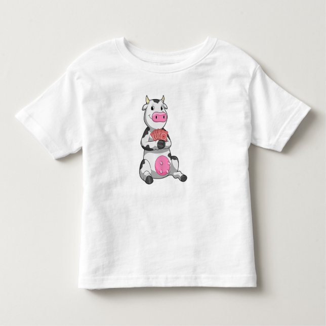 T-shirt Pour Les Tous Petits Vache au Poker avec cartes de Poker (Devant)