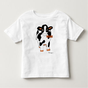 T-shirt Pour Les Tous Petits Vache avant et arrière noire et blanche Shi à la