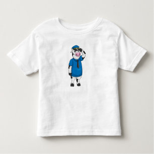 T-shirt Pour Les Tous Petits Vache comme agent de police avec casquette de poli