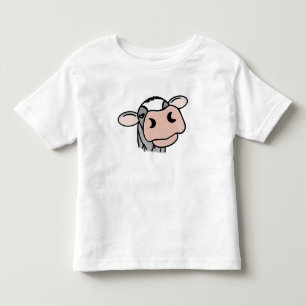 T-shirt Pour Les Tous Petits vache de dessin animé noir blanc rose baiser gris