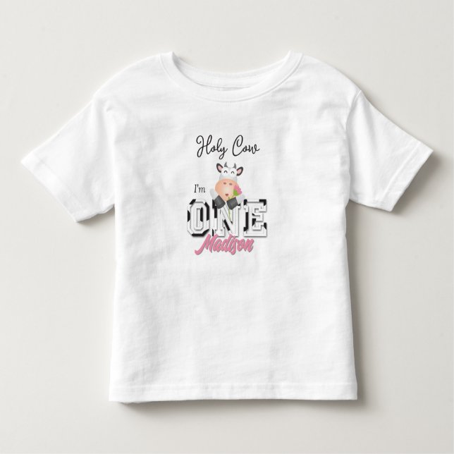 T-shirt Pour Les Tous Petits Vache sacrée, j'ai un an Fête d'anniversaire pour  (Devant)