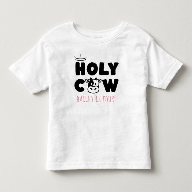 T-shirt Pour Les Tous Petits Vache sacrée Nom et âge Filles d'anniversaire Cute (Devant)