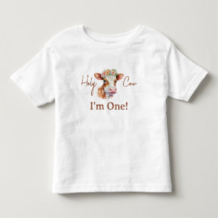 T-shirt Pour Les Tous Petits Vache Sainte Je Suis Un Floral Marron 1er Annivers