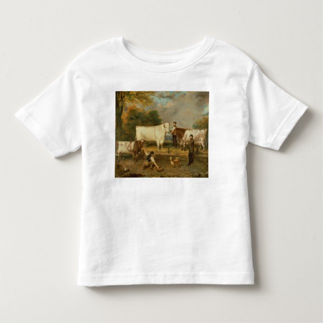 T-shirt Pour Les Tous Petits Vaches avec un berger (Devant)