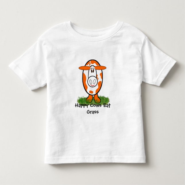 T-shirt Pour Les Tous Petits Vaches heureuses Mangez de l'herbe - - Customisé - (Devant)