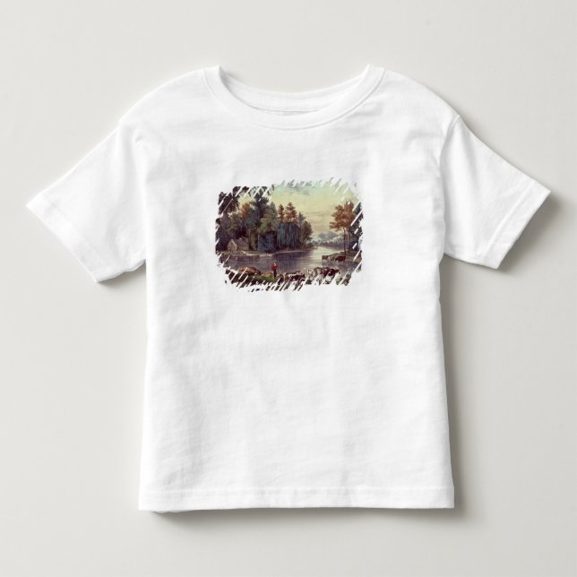T-shirt Pour Les Tous Petits Vaches sur le rivage d'un lac (Devant)