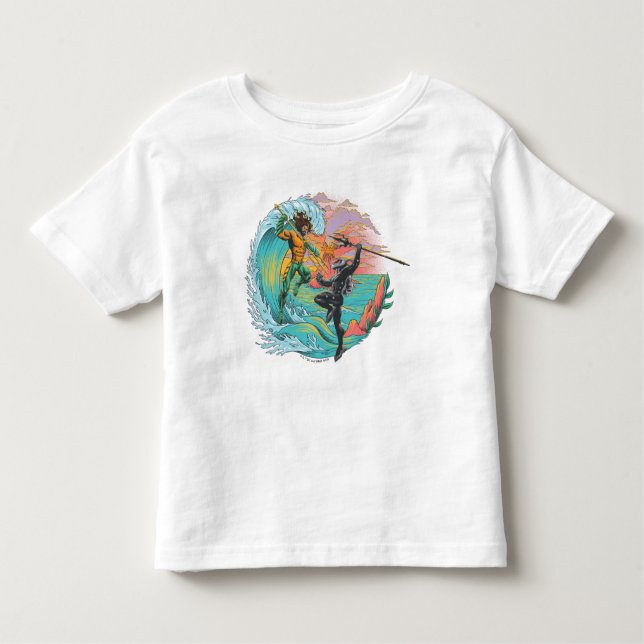 T-shirt Pour Les Tous Petits Vague marémotrice Aquaman & Black Manta (Devant)