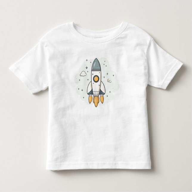 T-shirt Pour Les Tous Petits Vaisseau Spatial Beige Pastel Doux (Devant)