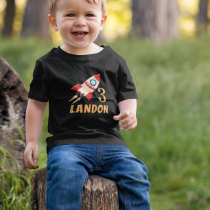 T-shirt Pour Les Tous Petits Vaisseau Spatial Personnalisé Âge Anniversaire Per
