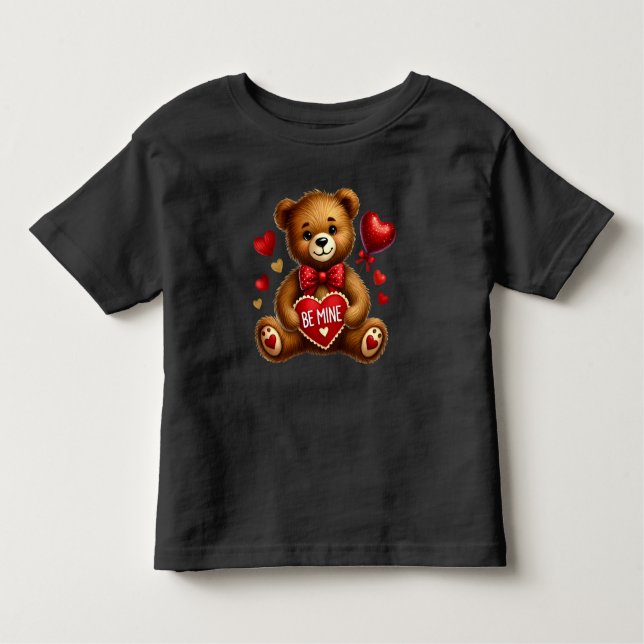 T-shirt Pour Les Tous Petits Valentine Be Mine Teddy Bear Rouge (Devant)