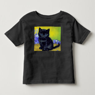 T-shirt Pour Les Tous Petits Van Gogh Chat noir Fleurs violettes