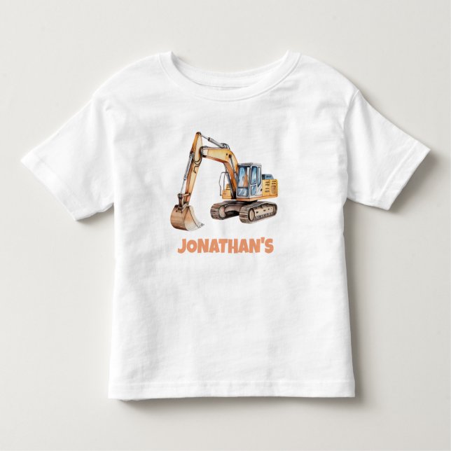 T-shirt Pour Les Tous Petits Véhicule de construction personnalisé avec nom exc (Devant)