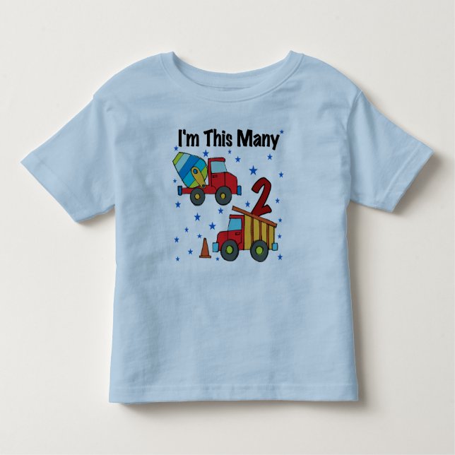 T-shirt Pour Les Tous Petits Véhicules de construction 2e cadeau d'anniversaire (Devant)