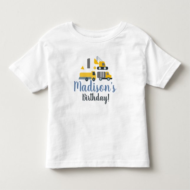 T-shirt Pour Les Tous Petits Véhicules de fête d'anniversaire de construction P (Devant)