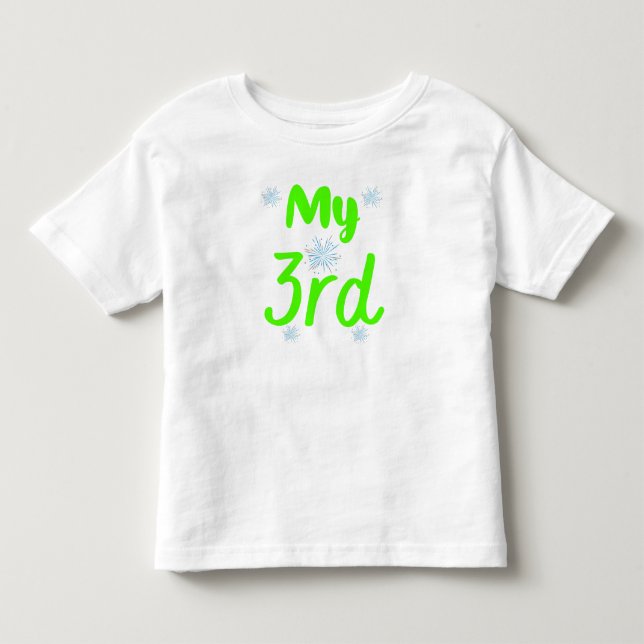 T-shirt Pour Les Tous Petits Vert brillant mon 3ème anniversaire de trois ans (Devant)
