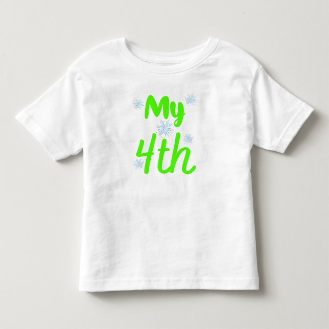 T-shirt Pour Les Tous Petits Vert brillant Mon 4ème anniversaire de quatre ans (Devant)