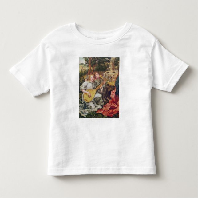 T-shirt Pour Les Tous Petits Vierge et enfant avec des anges (Devant)