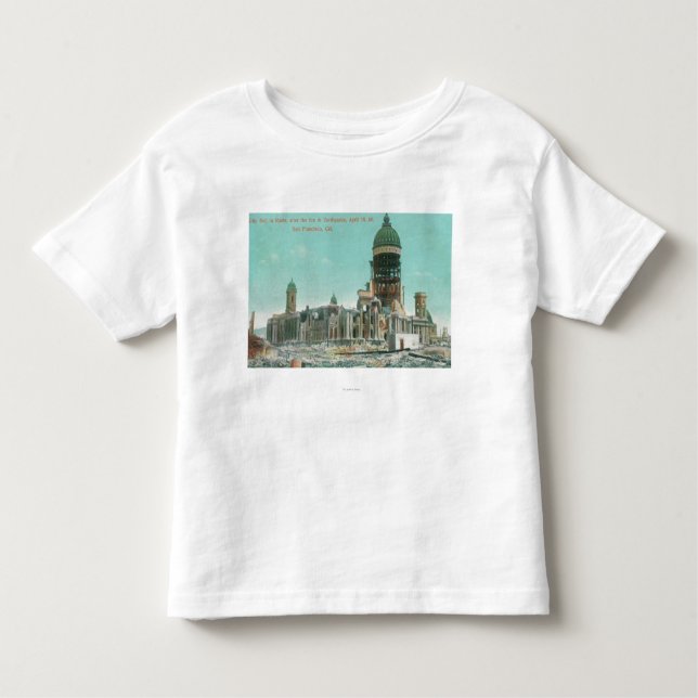 T-shirt Pour Les Tous Petits Ville hôtel en feu de ruines après 1906 (Devant)