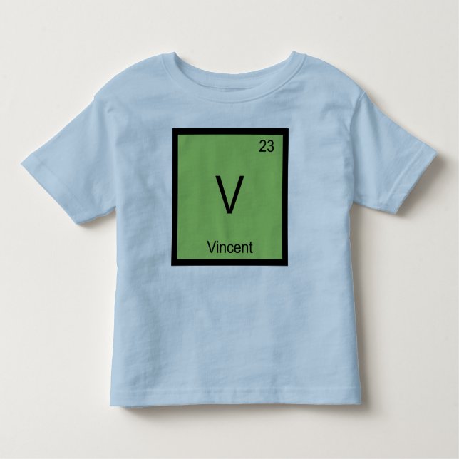 T-shirt Pour Les Tous Petits Vincent Name Chimie, élément Tableau périodique (Devant)