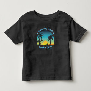 T-shirt Pour Les Tous Petits Vintage Beach Sunset Vacation Orange-bleu chaise-l