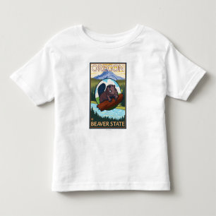 T-shirt Pour Les Tous Petits Vintage voyage de scène de capot de castor et de