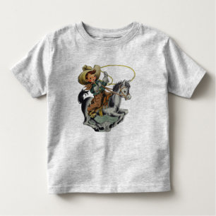 T-shirt Pour Les Tous Petits Vintage Western Cowboy Kid sur cheval avec corde