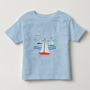 T-shirt Pour Les Tous Petits Voiliers, mouettes, vagues océaniques