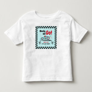 T-shirt Pour Les Tous Petits Voiture de course bleue Anniversaire Prêt Partez à