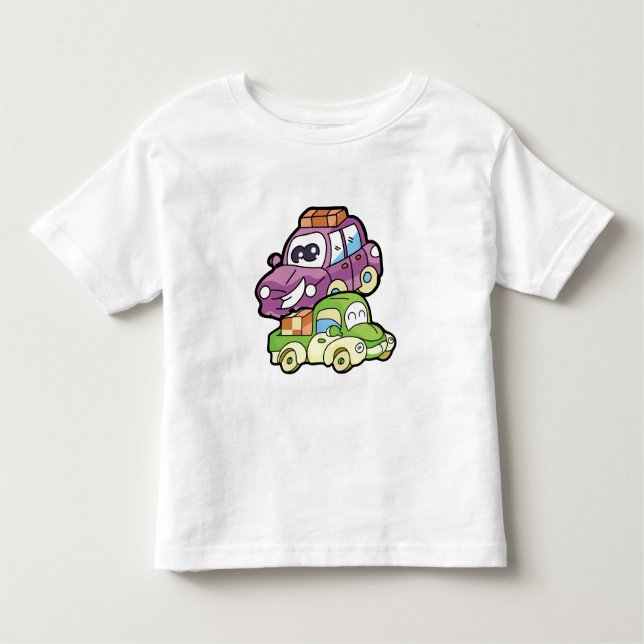 T-shirt Pour Les Tous Petits Voiture et camion de sourire (Devant)