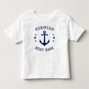 T-shirt Pour Les Tous Petits Votre nom et bateau Ancre Vintage Étoiles Bleu et 