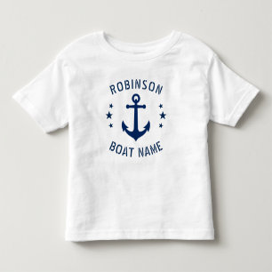 T-shirt Pour Les Tous Petits Votre nom et votre embarcation Ancre Vintage Étoi
