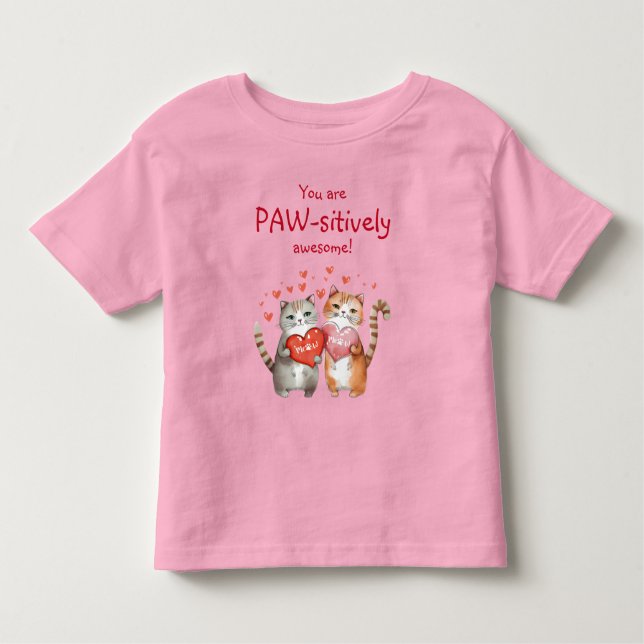 T-shirt Pour Les Tous Petits Vous êtes absolument génial chat rose et rouge (Devant)