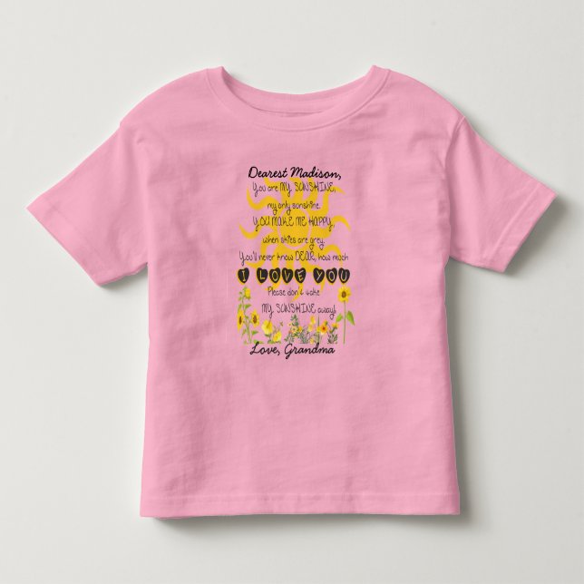 T-shirt Pour Les Tous Petits Vous Êtes Mon Sunshine Ajouter Un Nom (Devant)