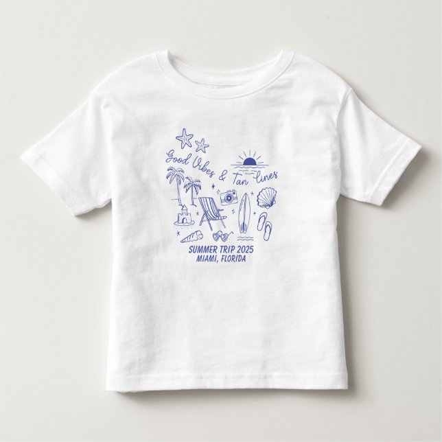 T-shirt Pour Les Tous Petits Voyage de Famille Personnalisé à la Plage en Été G (Devant)