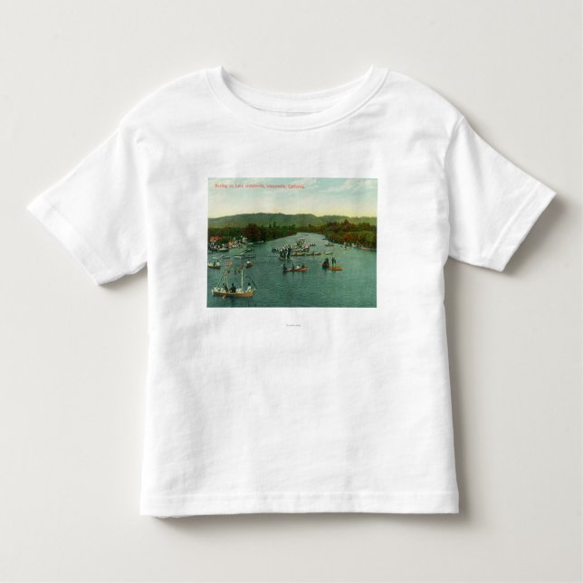 T-shirt Pour Les Tous Petits Vue aérienne des bateaux sur le lac Watsonville (Devant)