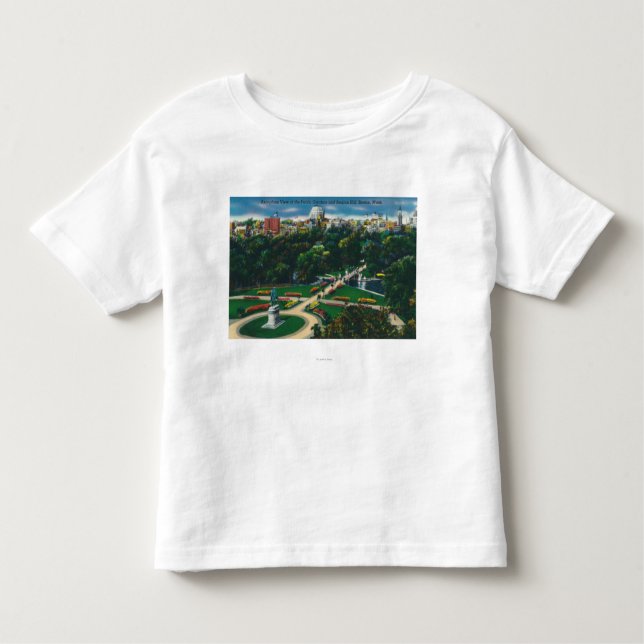 T-shirt Pour Les Tous Petits Vue aérienne des jardins publics, Beacon Hill (Devant)