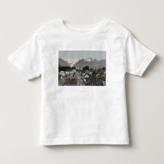 T-shirt Pour Les Tous Petits Vue aérienne d'été du CityValdez, AK (Devant)
